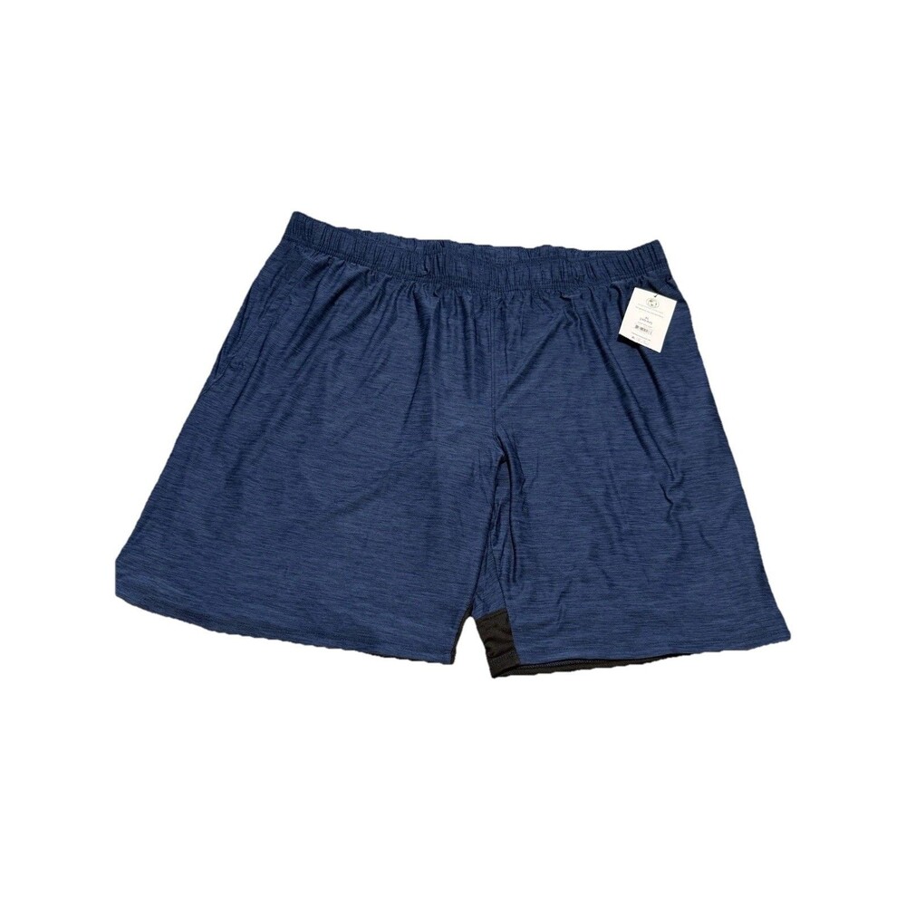 ATHLETIC WORKS ~ New NWT Men's Big 3XL ~ Blue Jersey Knit 9" Drawstring Shorts `